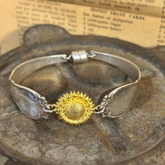 Vintage Silverware Bracelet - Golden Sunflower - Molly Made