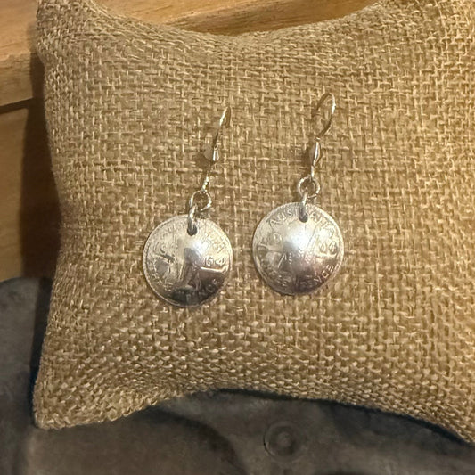 1964 Australian Threepence Coin Earrings