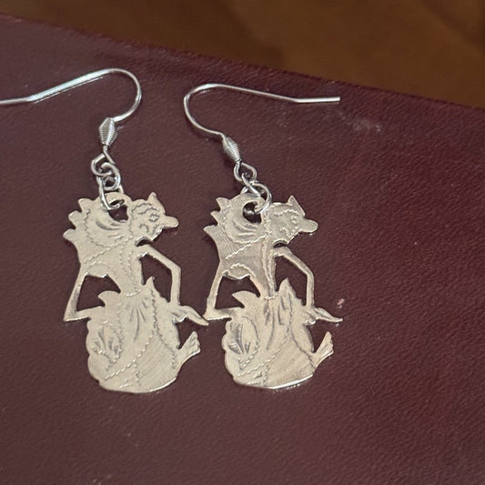 Vintage Indonesian Yogya Wayang Spoon Handle Earrings