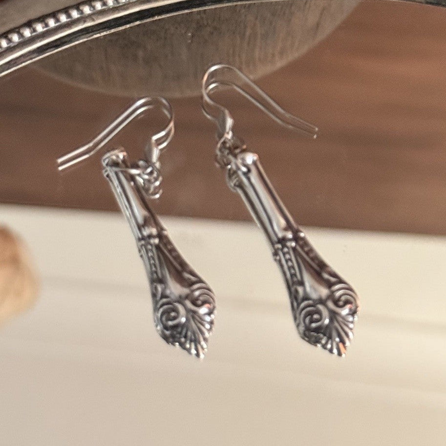 1913 Sterling Silver Spoon Handle Earrings