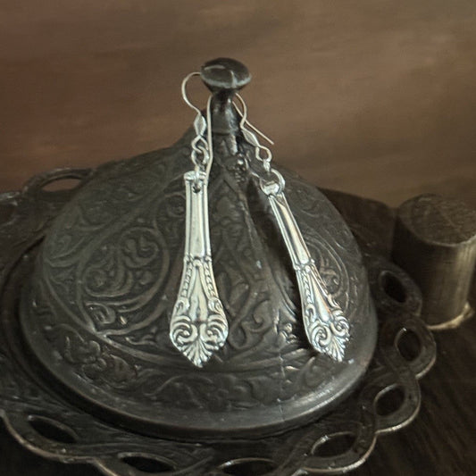 1913 Sterling Silver Spoon Handle Earrings