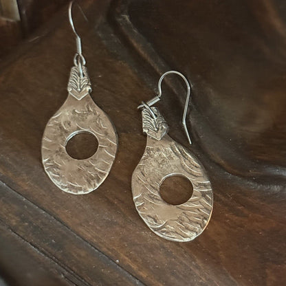 Hand Textured Demitasse Spoon Bowl Earrings