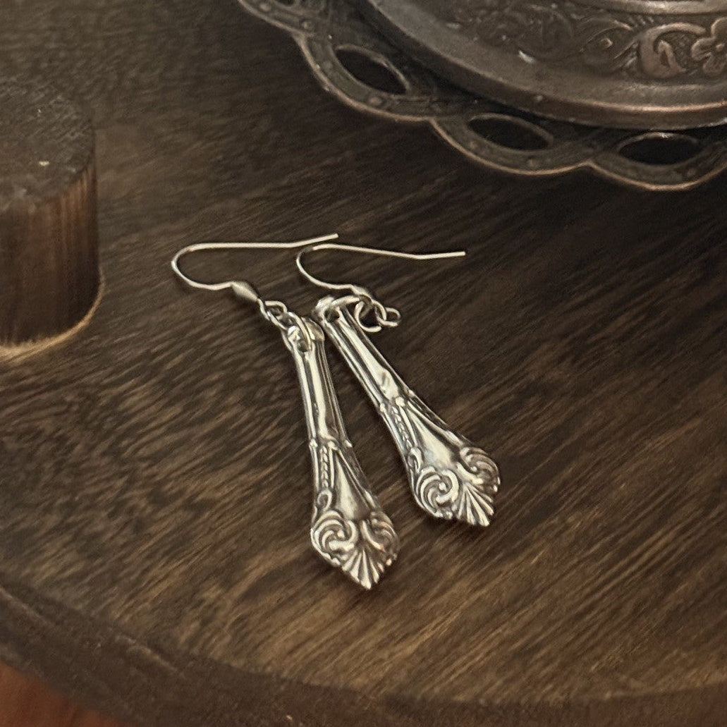 1913 Sterling Silver Spoon Handle Earrings