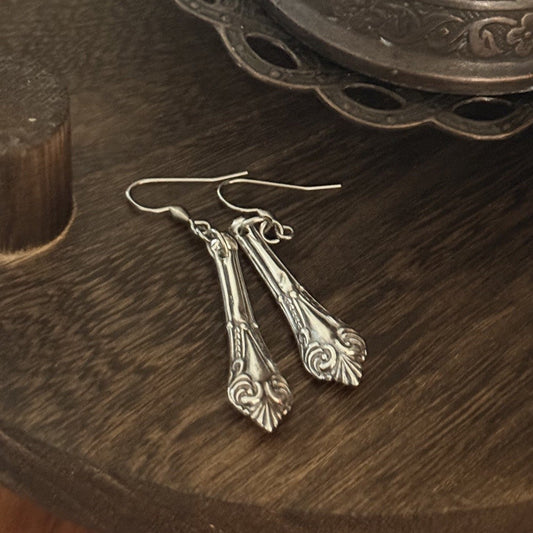 1913 Sterling Silver Spoon Handle Earrings