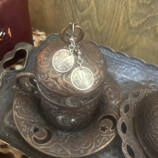 1963 Hand Domed Threepence Earrings