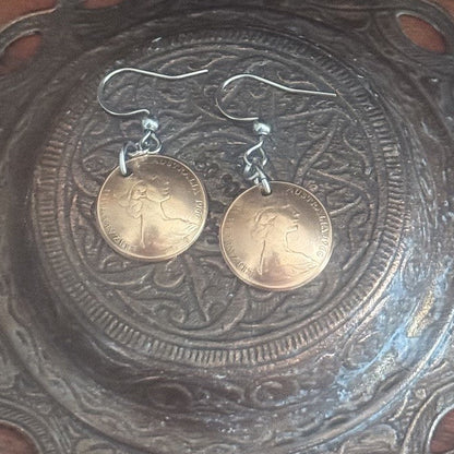 1966 One Cent Coin Earrings