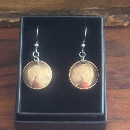 1966 One Cent Coin Earrings