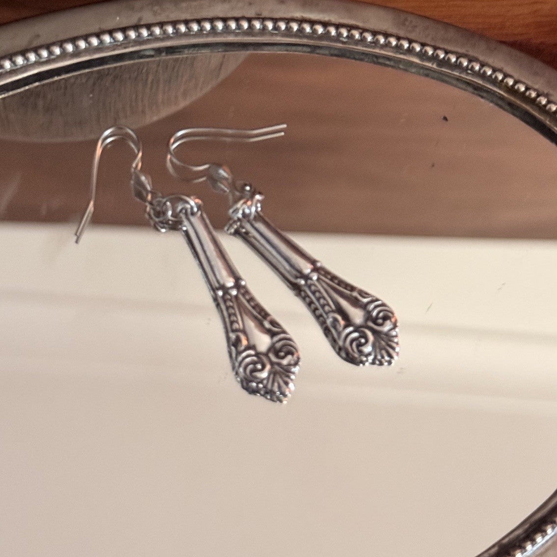 1913 Sterling Silver Spoon Handle Earrings