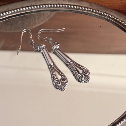1913 Sterling Silver Spoon Handle Earrings