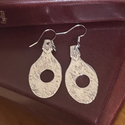 Hand Textured Demitasse Spoon Bowl Earrings