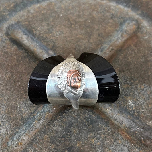Sterling Silver Saddle Ring _ Gold Face
