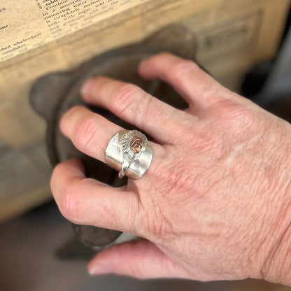 Sterling Silver Saddle Ring _ Gold Face