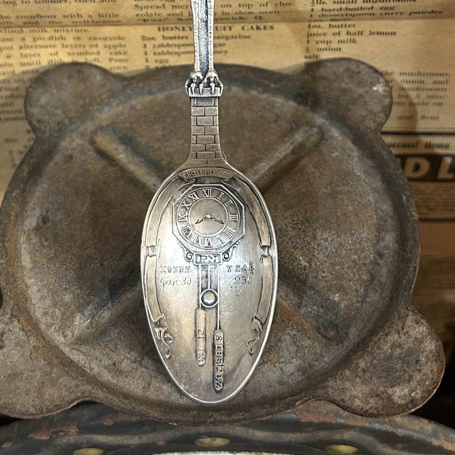 Sterling Silver Birth Necklace- Dated 1930 - Molly Made