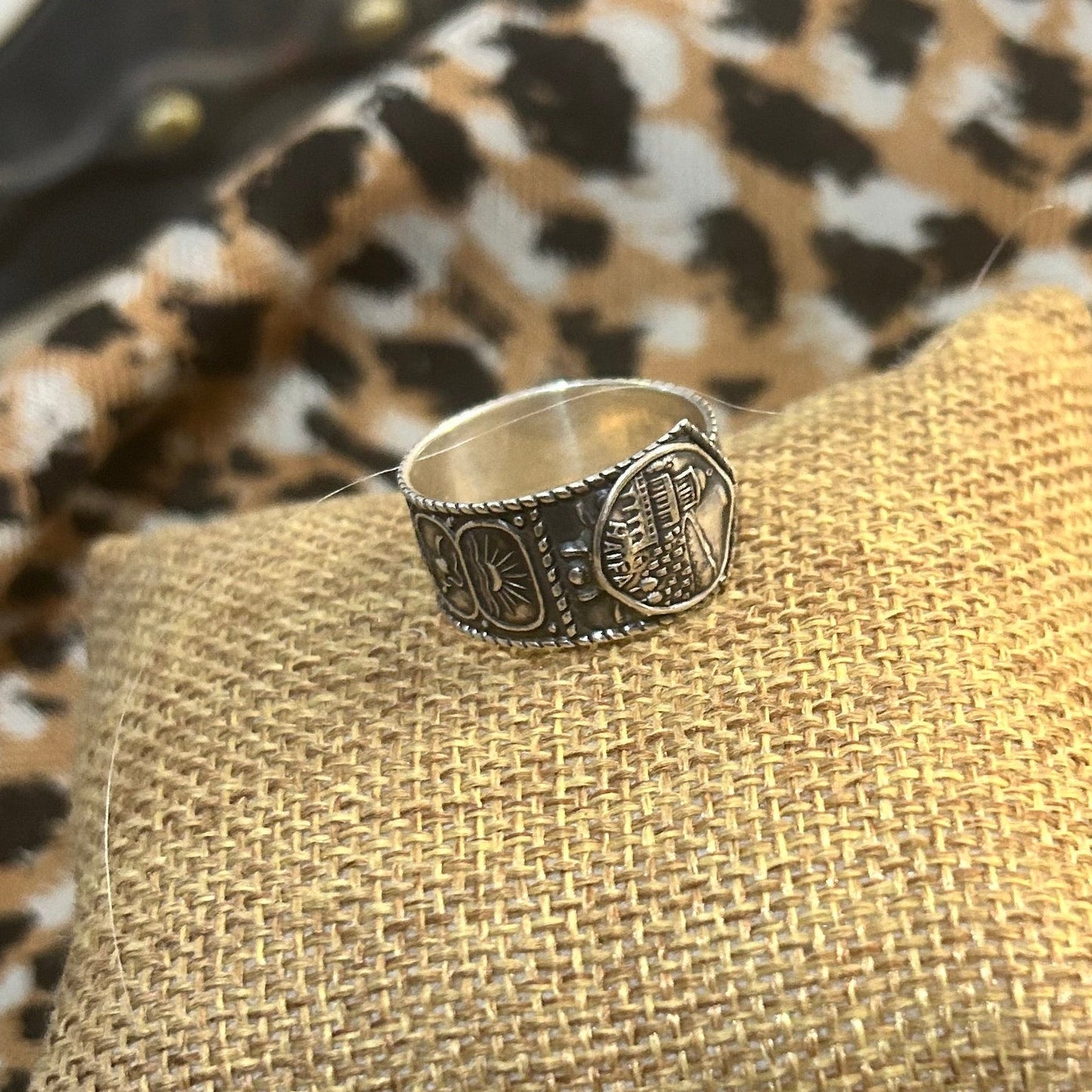 Sterling Silver Band Ring — Israeli Spoon Handle, Judaic Symbolism