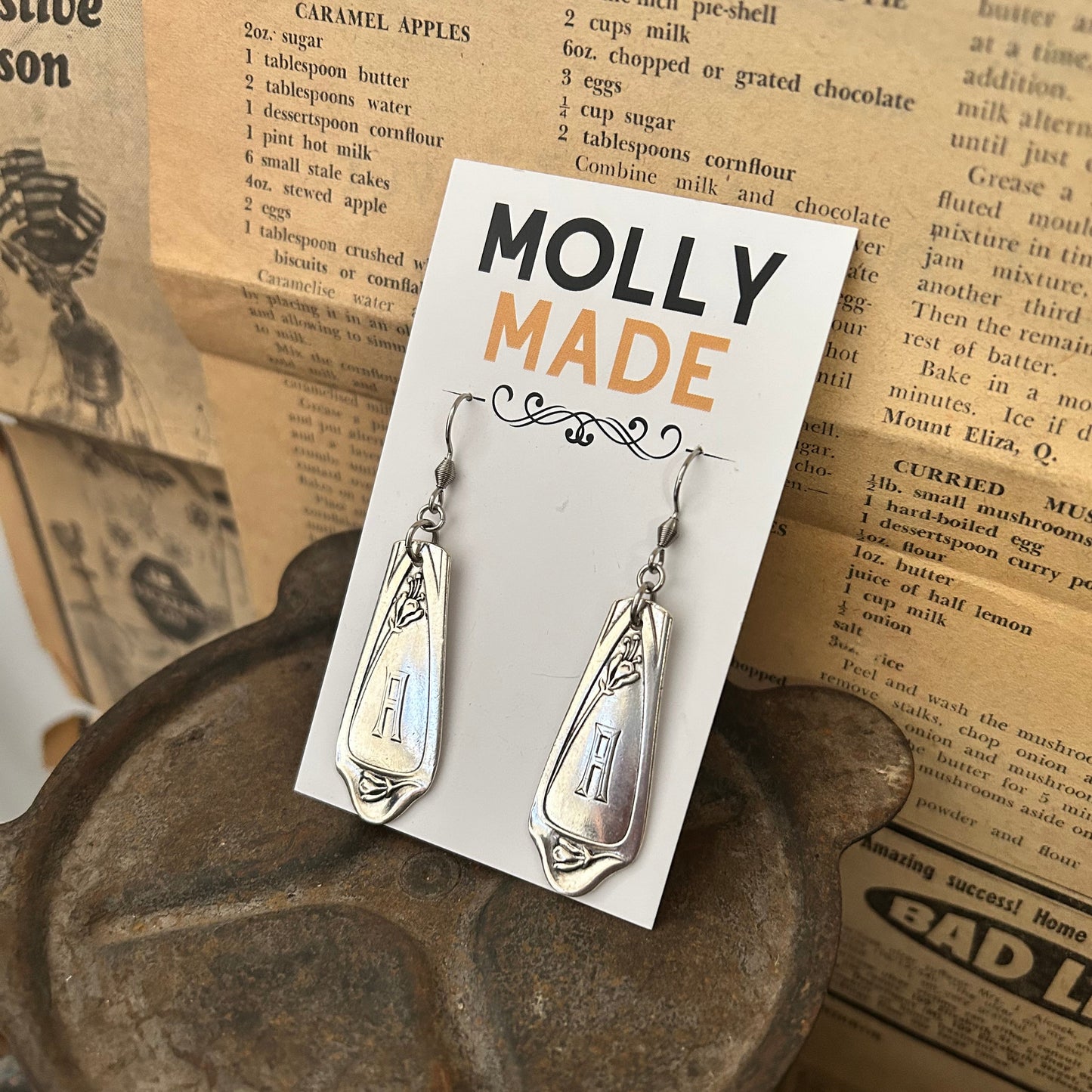 Silverware Earrings - Monogram A