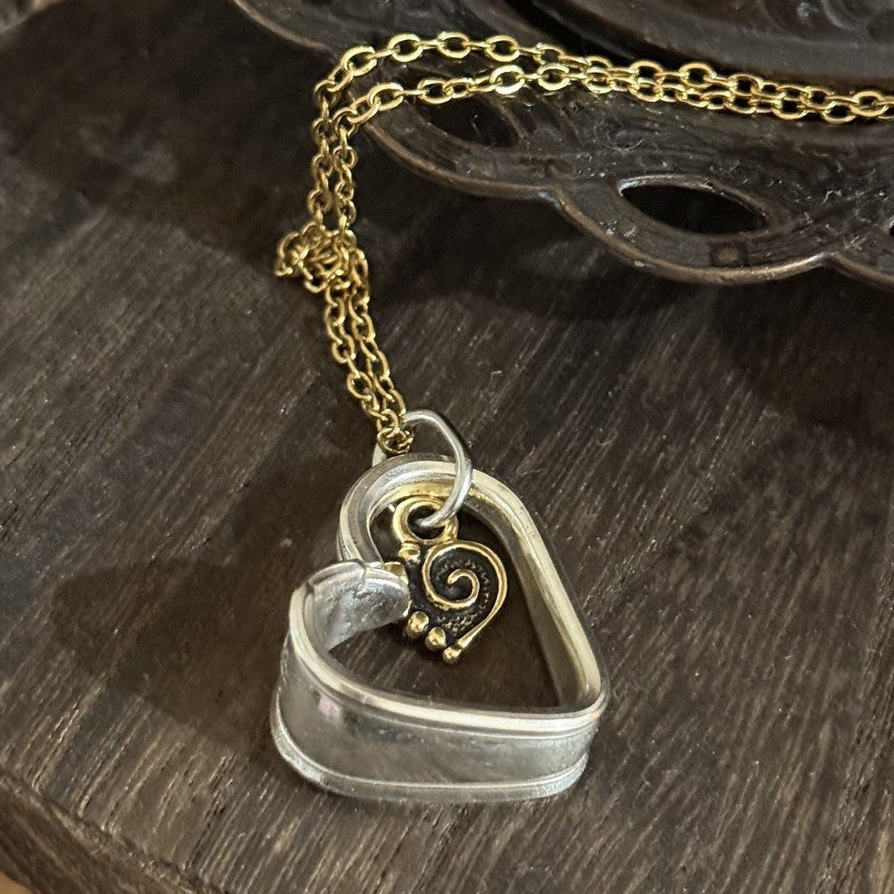 Vintage Teaspoon Handle Heart Necklace