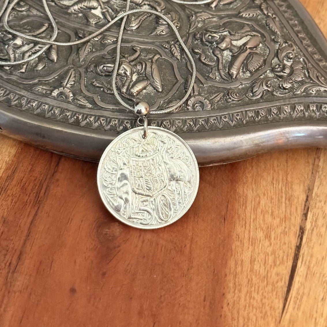 1966 Australian Round 50 Cent Coin Necklace