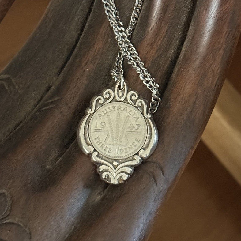 1947 Australian Threepence Souvenir Spoon Necklace