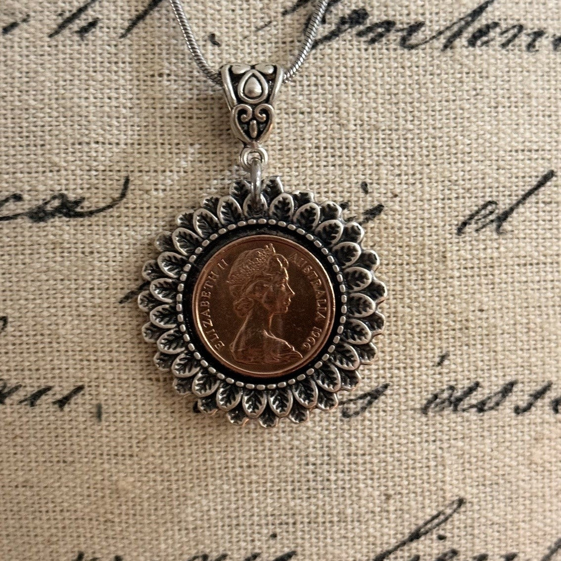 1966 Australian One Cent Coin Necklace