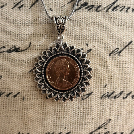 1966 Australian One Cent Coin Necklace