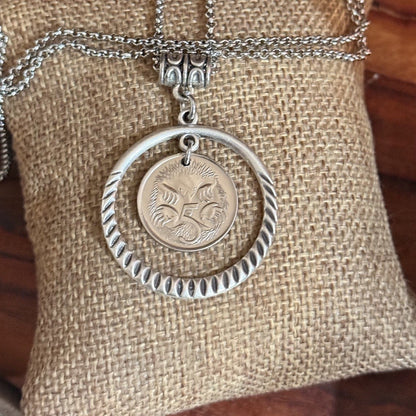 1966 Australian Five Cent Coin Necklace