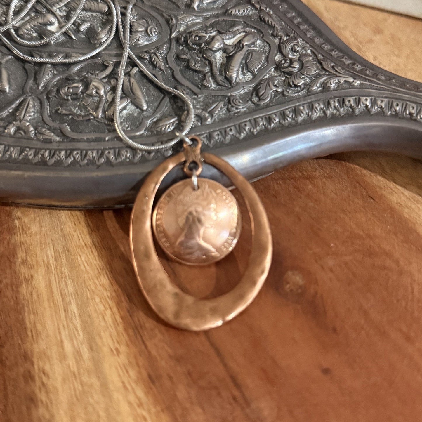 1983 Australian Hand Domed Two Cent Coin Necklace