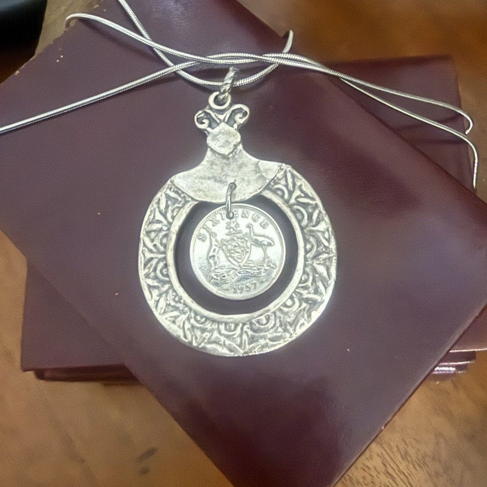 1957 Australian Sixpence Coin Necklace