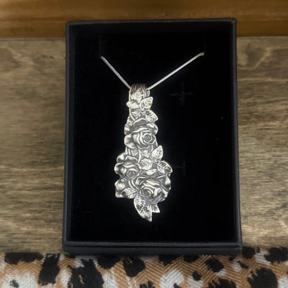 Sterling Silver Antique Rose Necklace
