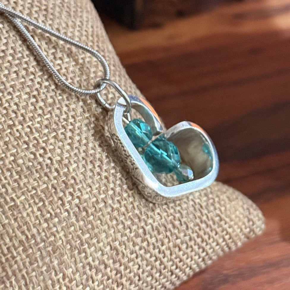 Vintage Spoon Handle Heart & Crystal Necklace