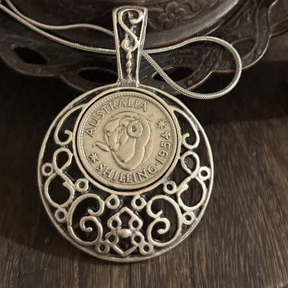 1954 Australian Shilling Coin Necklace | Merino Wearable History