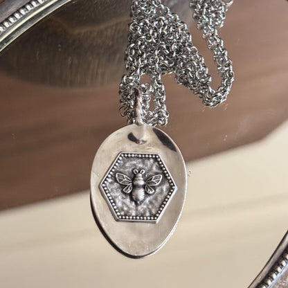 Sterling Silver Spoon Bowl Bee Necklace