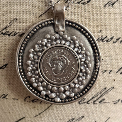 1957 Australian Merino Ram Shilling Necklace
