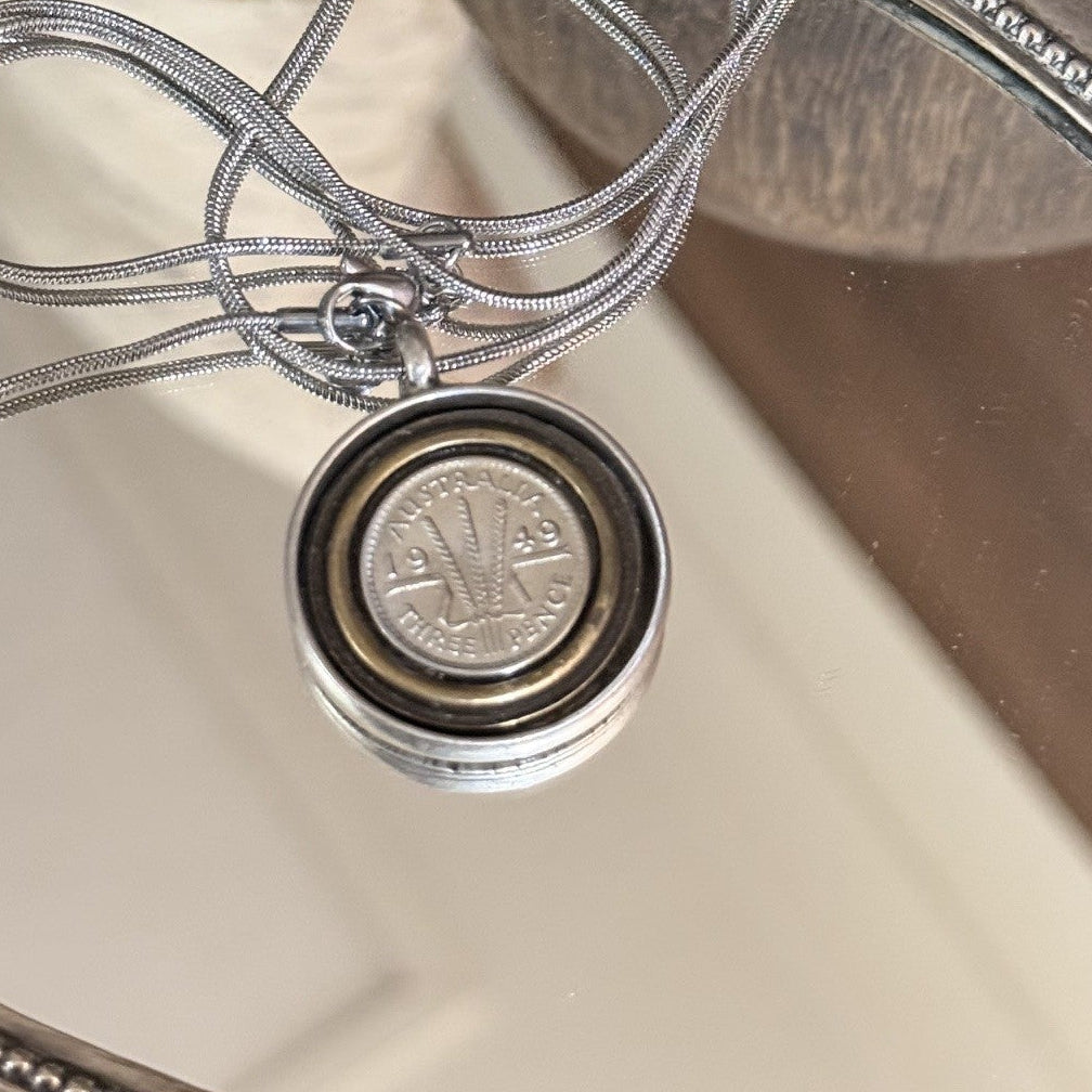 1949 Australian Threepence Coin Necklace