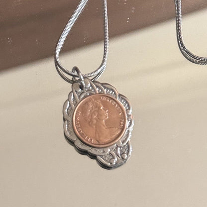 1966 Australian One Cent Coin Necklace