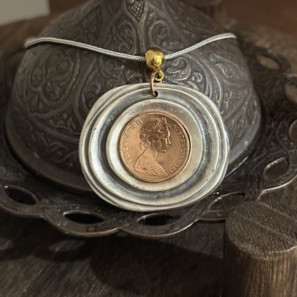 1983 Australian One Cent Coin Necklace | Mixed Metal Wearable History