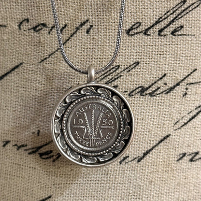 1950 Australian Threepence Coin Necklace