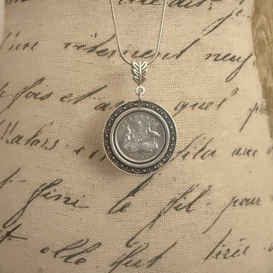 1955 Australian Sixpence Coin Necklace