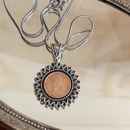 1966 Australian One Cent Coin Necklace