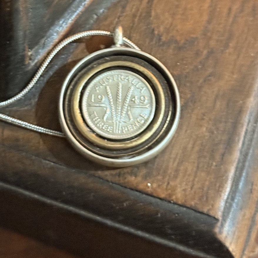 1949 Australian Threepence Coin Necklace