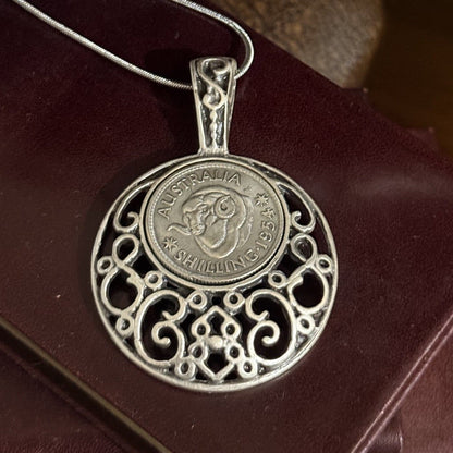 1954 Australian Shilling Coin Necklace | Merino Wearable History