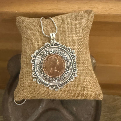 1966 Australian Two Cent Coin Necklace — Framed in Story