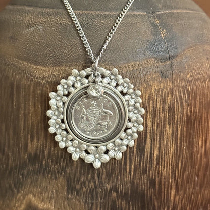 1963 Australian Sixpence Coin Necklace