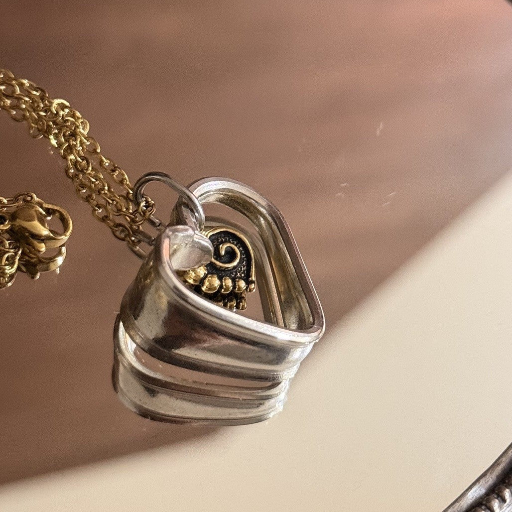 Vintage Teaspoon Handle Heart Necklace