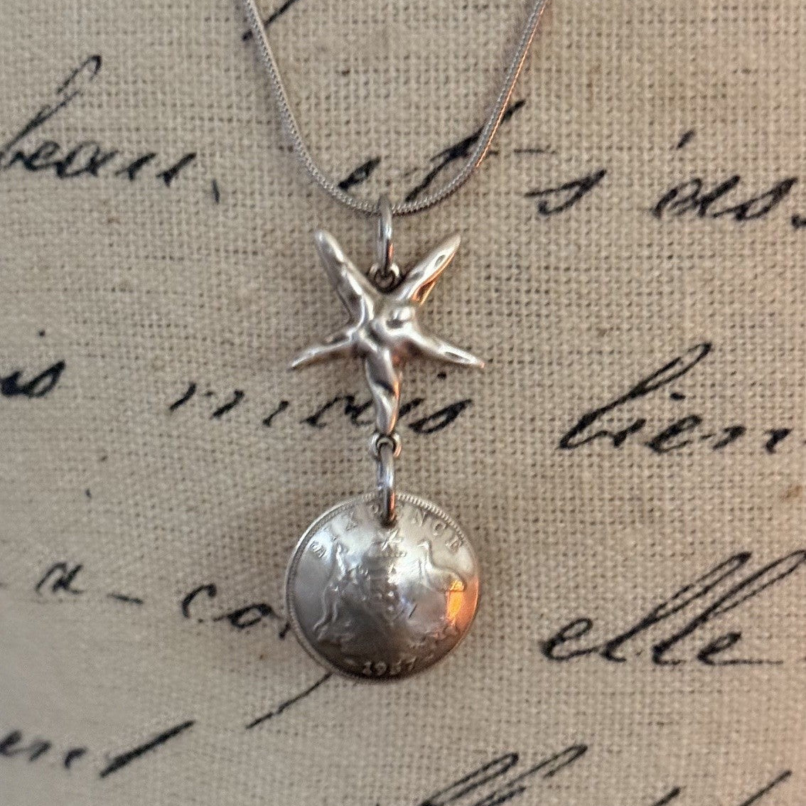 1957 Australian Threepence ; Star Necklace