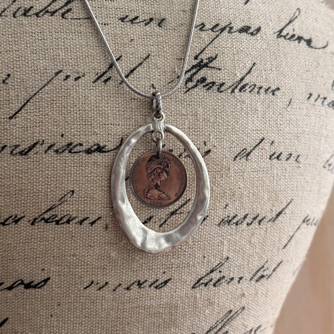 1969 New Zealand 5 Cent Coin Necklace Tuatara Wearable History
