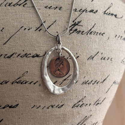 1969 New Zealand 5 Cent Coin Necklace Tuatara Wearable History