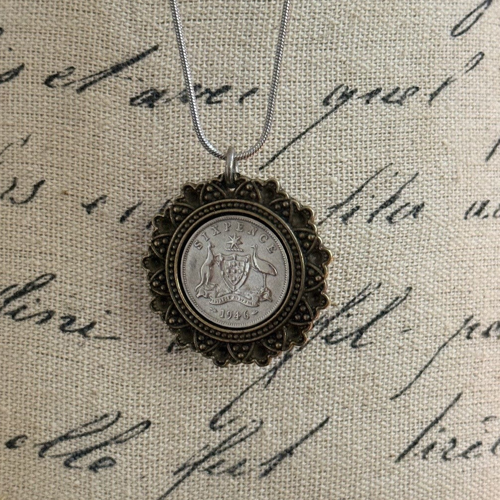 1946 Australian Sixpence Necklace | Wearable History