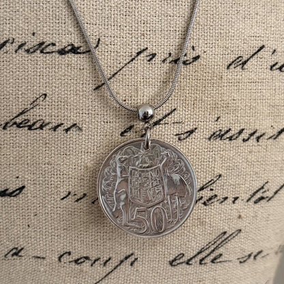 1966 Australian Round 50 Cent Coin Necklace