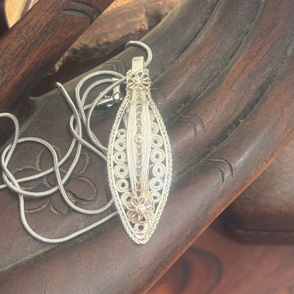 Vintage Filigree Cocktail Spoon Necklace