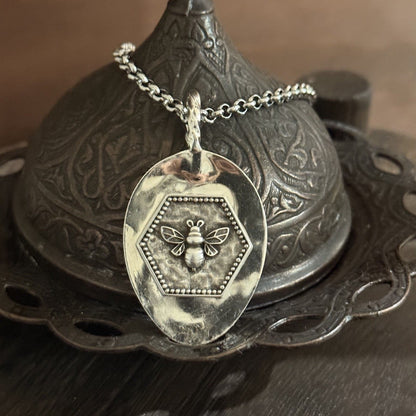 Sterling Silver Spoon Bowl Bee Necklace